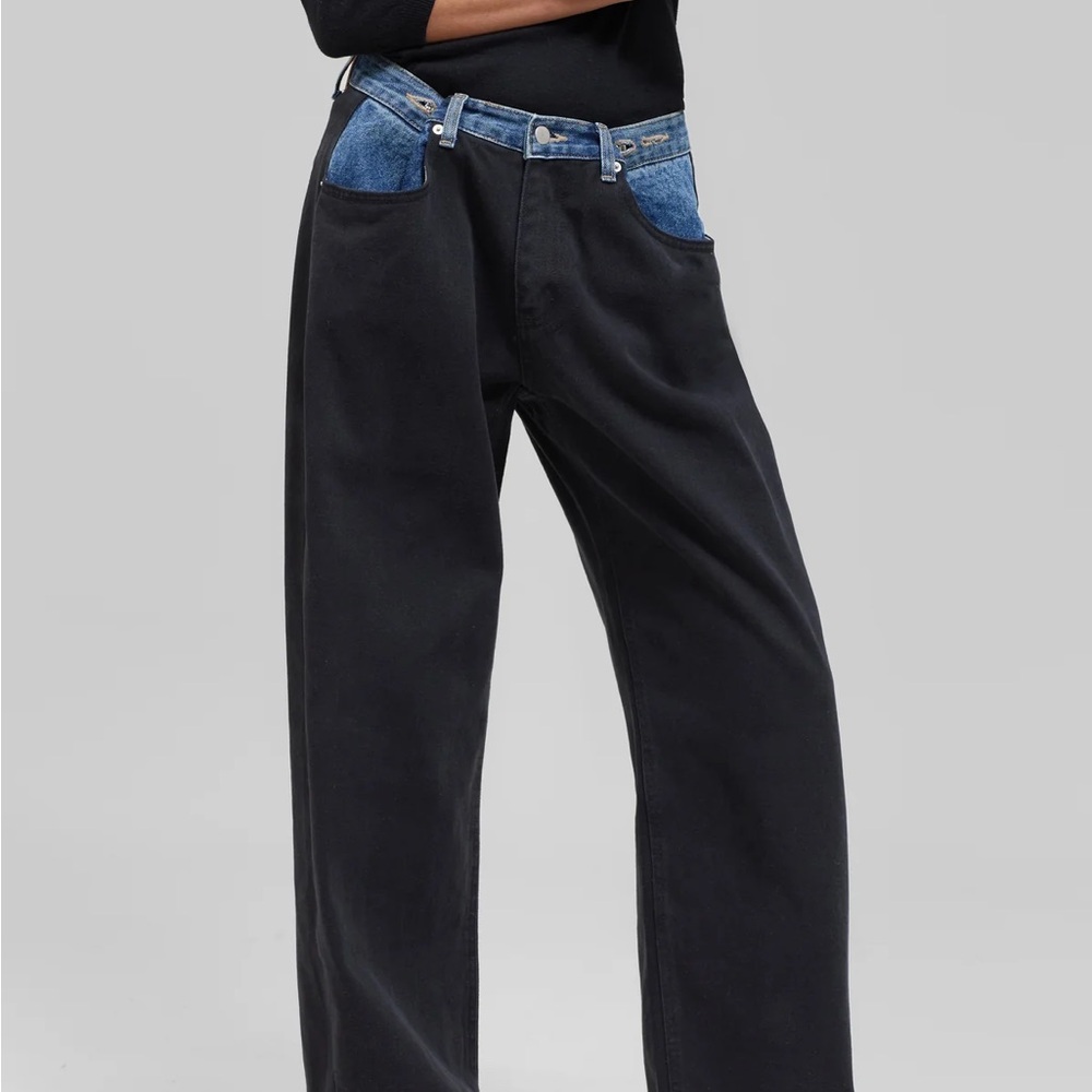 *NWT* The Frankie Shop Black and Blue Contrast Denim Pants M/L *always sold out*